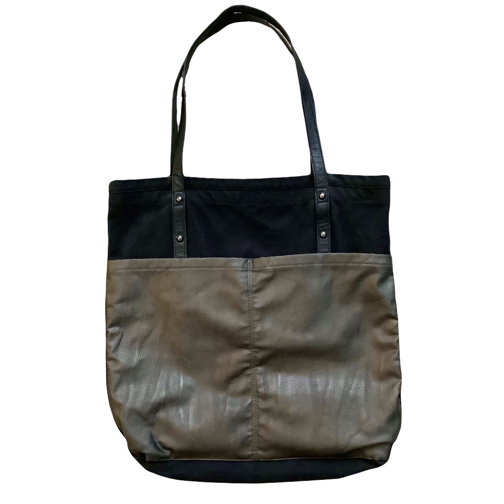 Black & Grey Pocketed Shopper Tote
